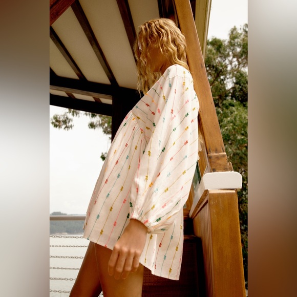 Zara Multi Colored Dotted Mesh Mini Dress XS - Picture 6 of 15